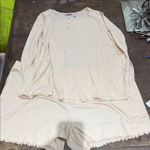 Women's Cream Sleepwear/lounge 2 piece Set